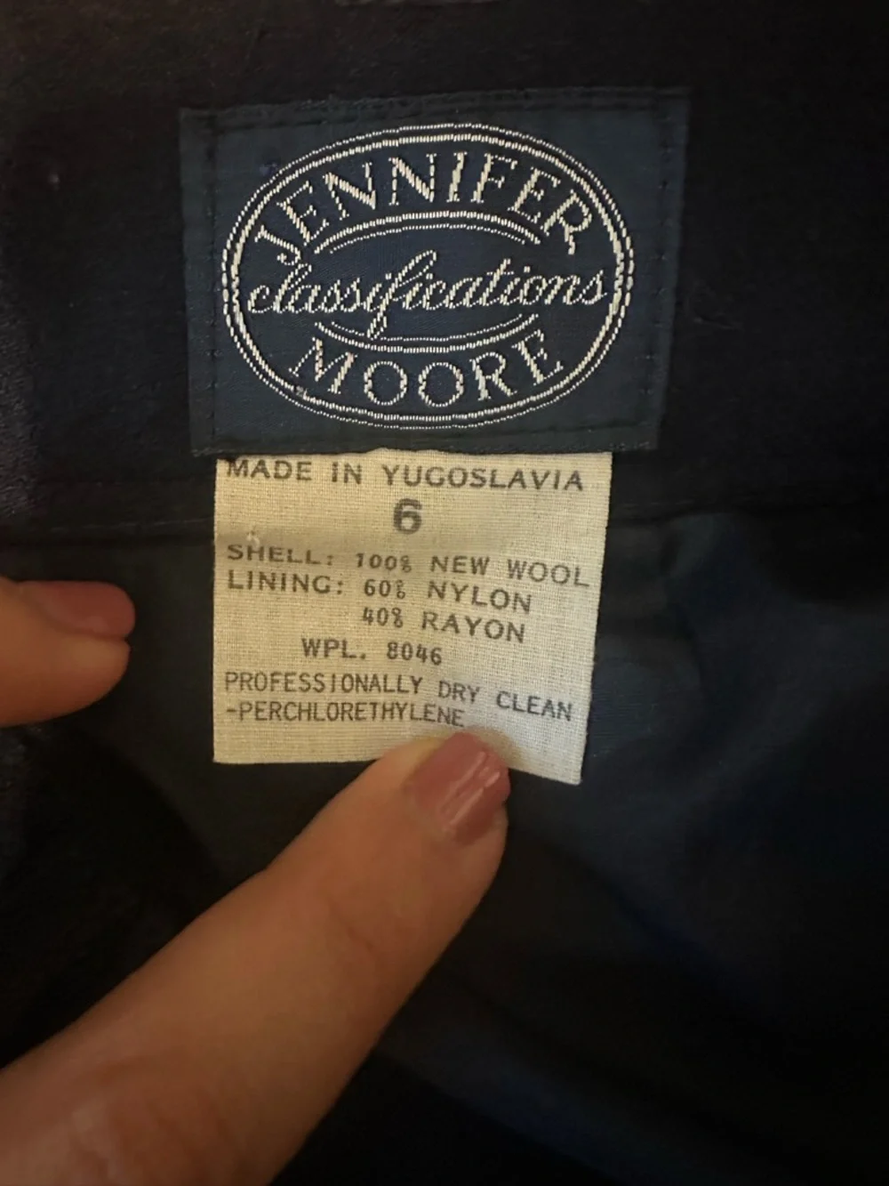 Vintage Jennifer Moore Classics Wool Pants Navy High Waist Pleated Size 6 - Picture 6 of 11